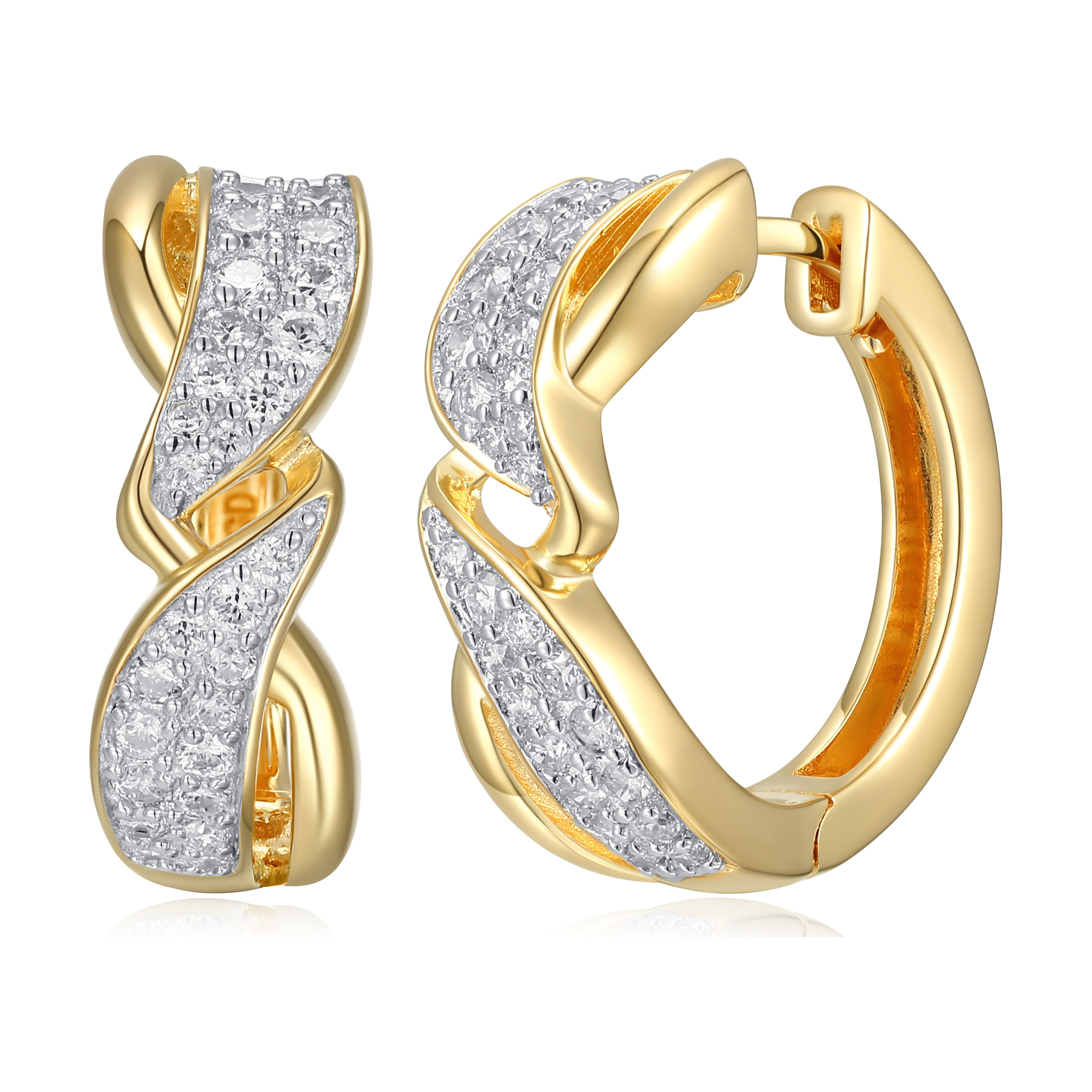 Forever Facets 18k Gold Plated Sterling Silver 3/4 CT TW Lab Grown Diamond Hoop Earrings, Adult Female