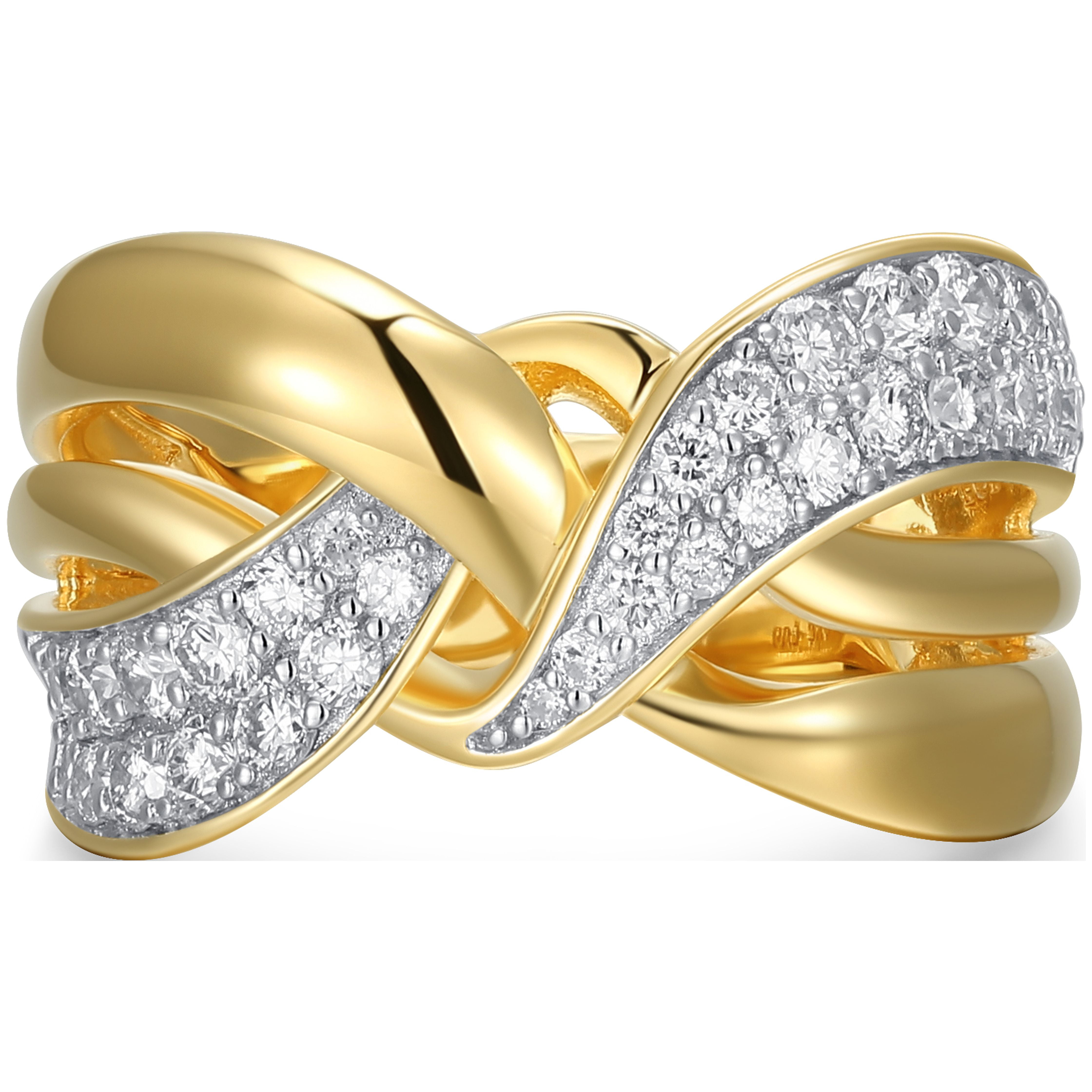 Forever Facets 18k Gold Plated Sterling Silver 3/4 CT TW Lab Grown Diamond Ring, Adult Female