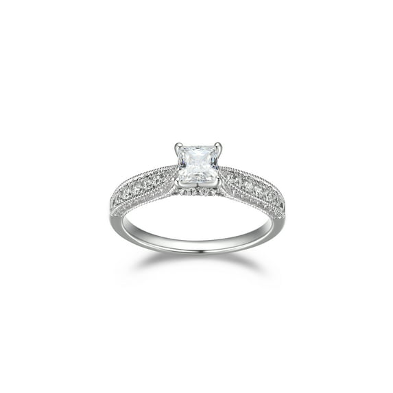 Forever Facets 3/4 CT TW Lab Grown Diamond Engagement Ring in Sterling Silver, Adult Female