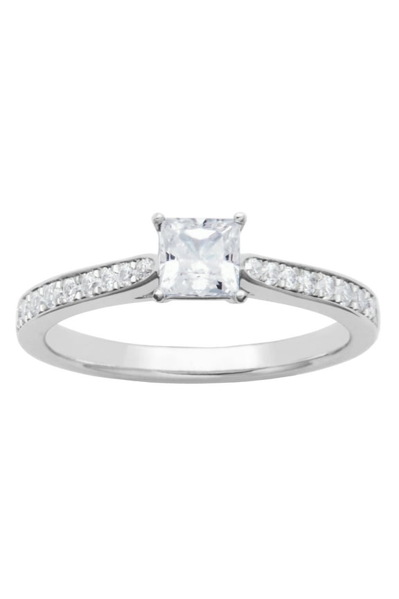 3/4 CT TW Lab Grown Diamond Engagement Ring in Sterling Silver, Adult Female
