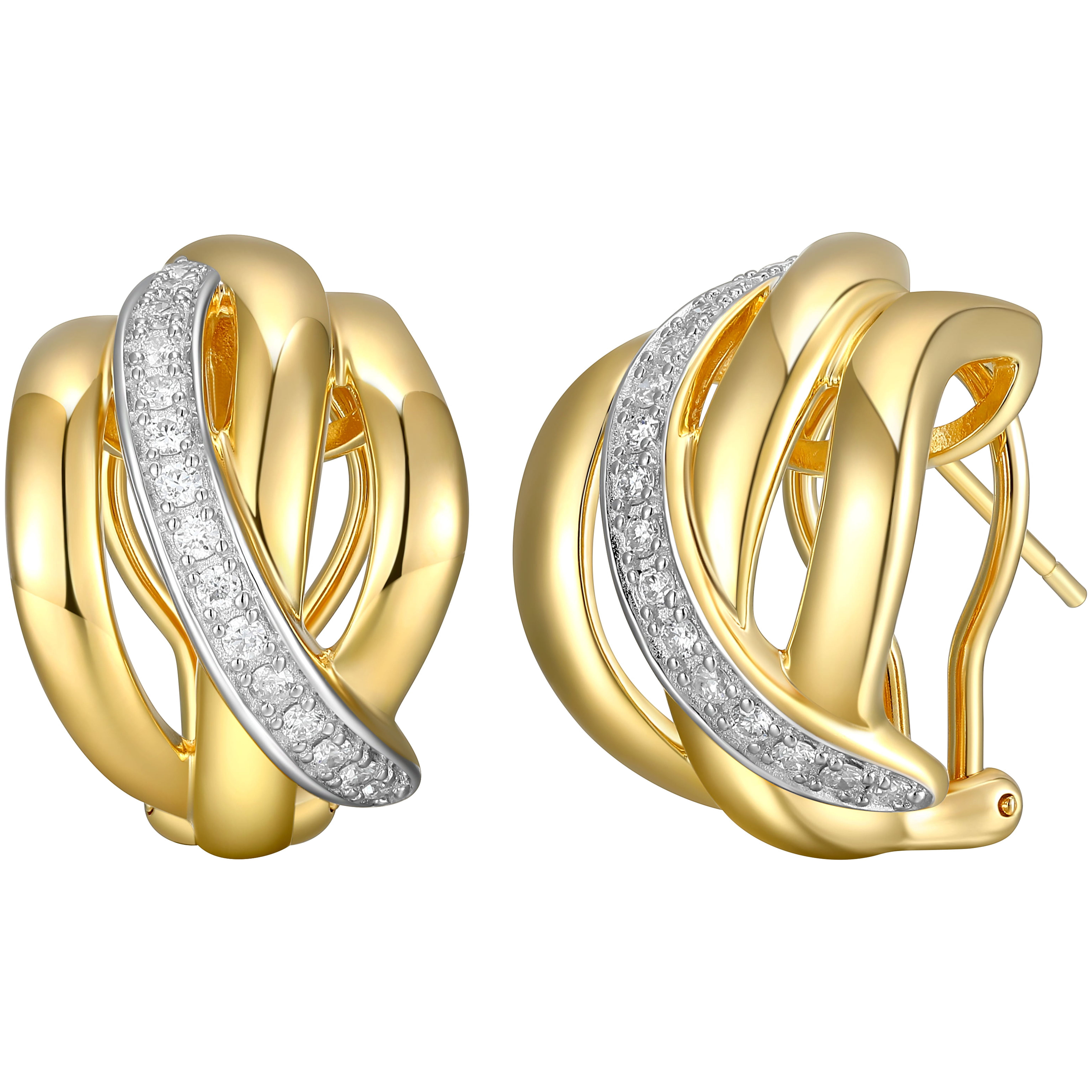Forever Facets 3/8 CT TW Lab Grown Diamond Earrings in 18k Gold over Sterling Silver, Adult Female