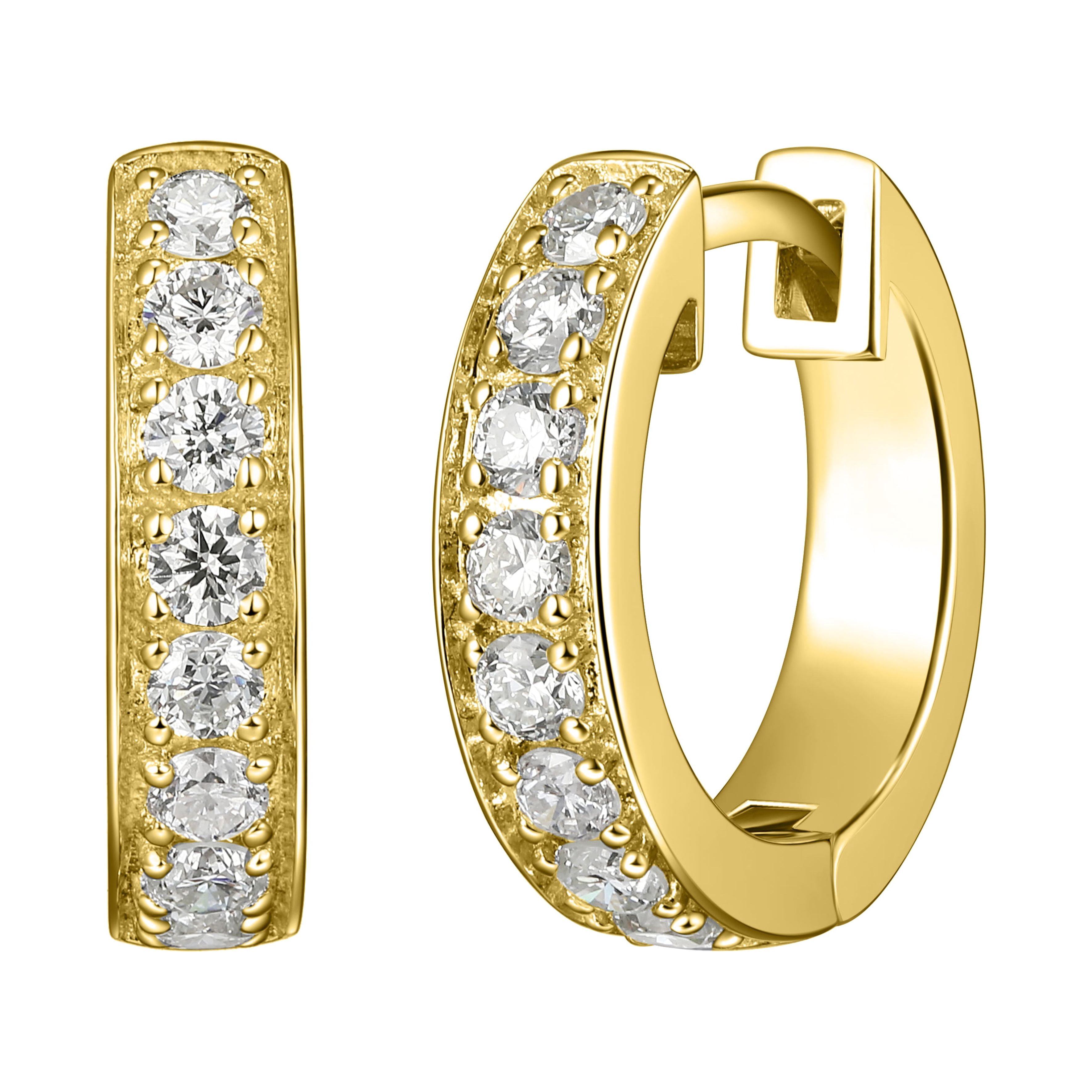 Forever Facets 3/8 CT TW Lab Grown Diamond Hoops in 18k Gold over Sterling Silver, Adult Female