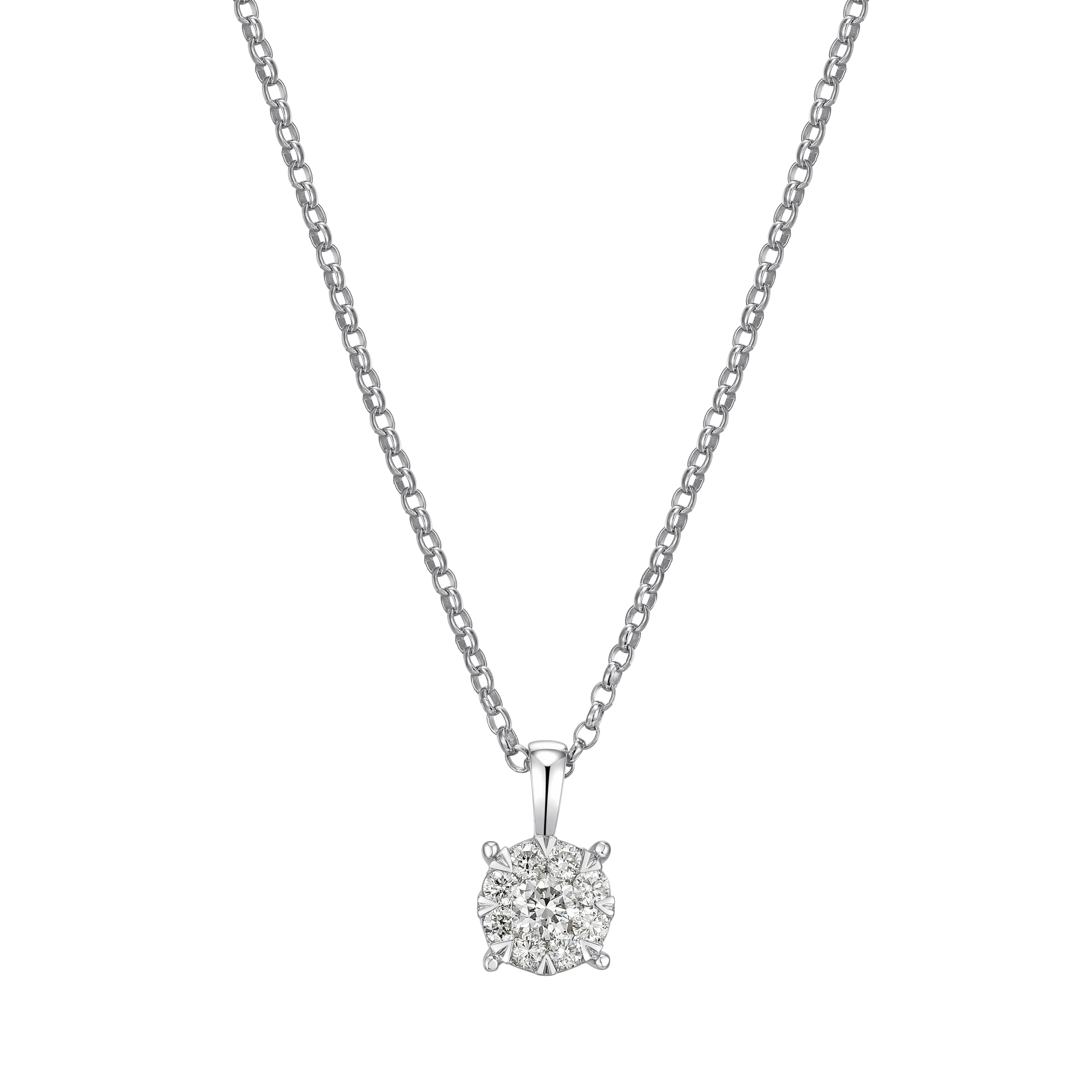 Forever Facets 3/8 CT TW Lab Grown Diamond Necklace in Platinum over Sterling Silver, Adult Female