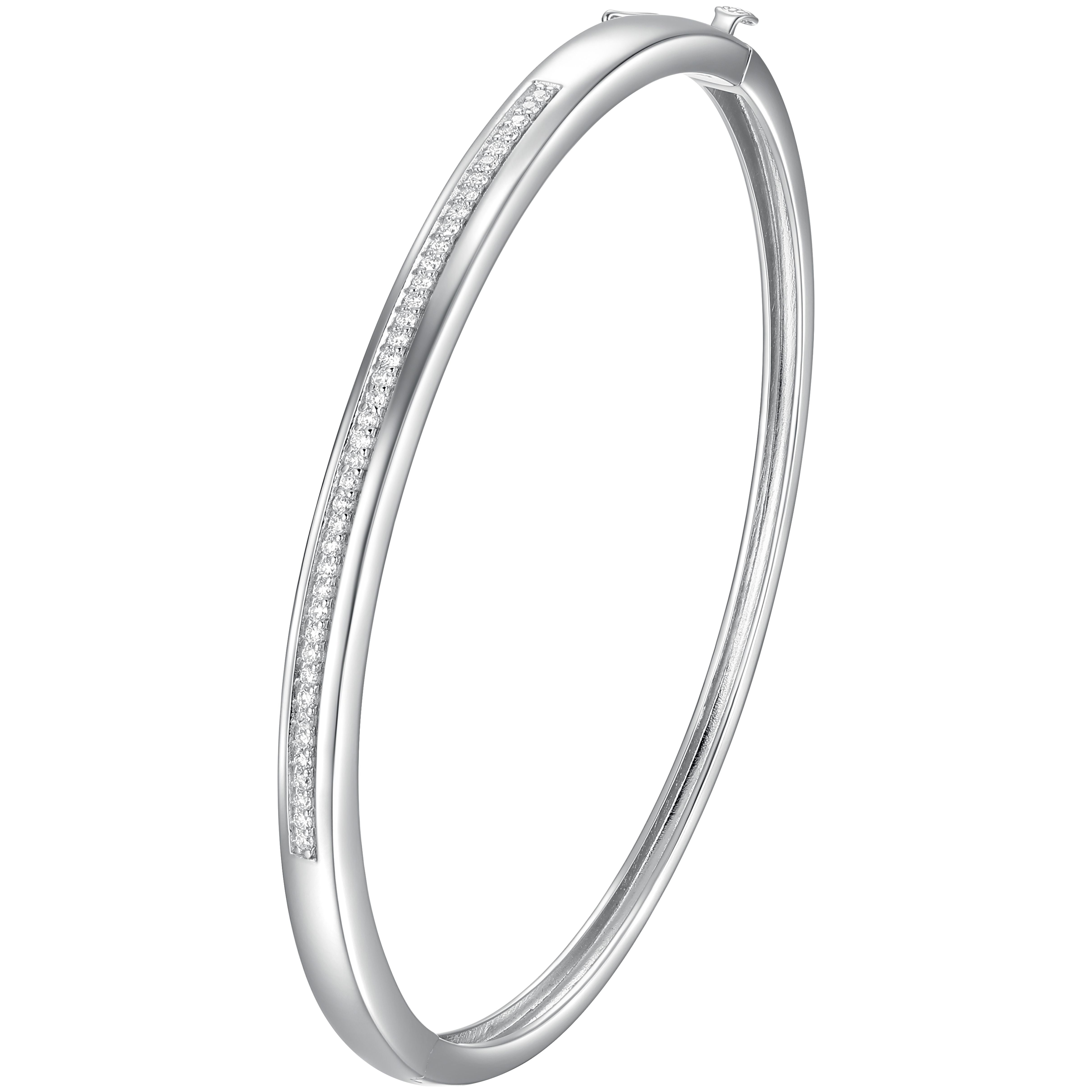 Forever Facets 3/8 CT TW Lab Grown Diamond Platinum over Sterling Silver Bangle, Adult Female