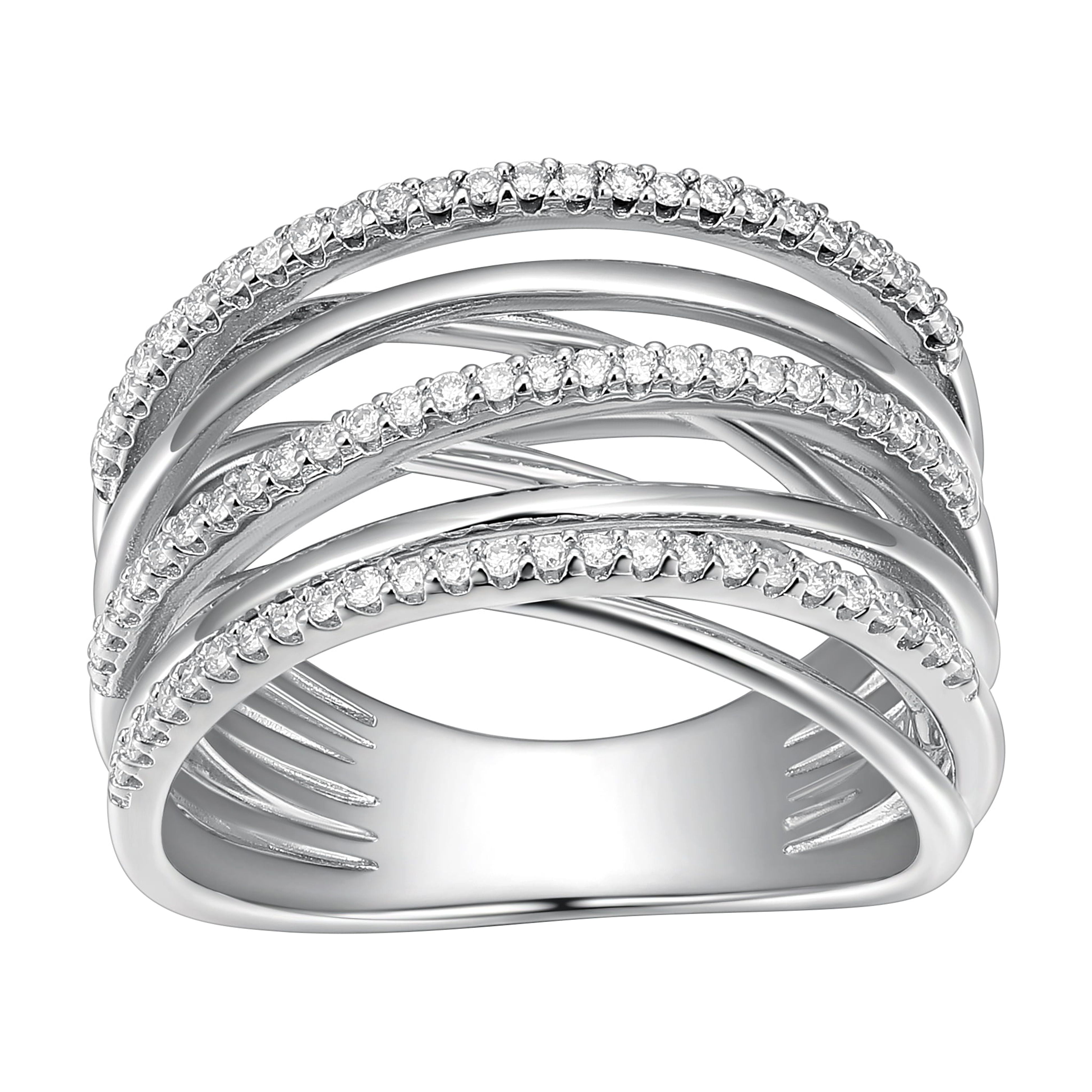 Forever Facets 3/8 CT TW Lab Grown Diamond Sterling Silver Band Ring, Adult Female