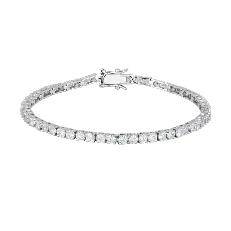 Forever Facets 3mm Cubic Zirconia Tennis Bracelet in Platinum over