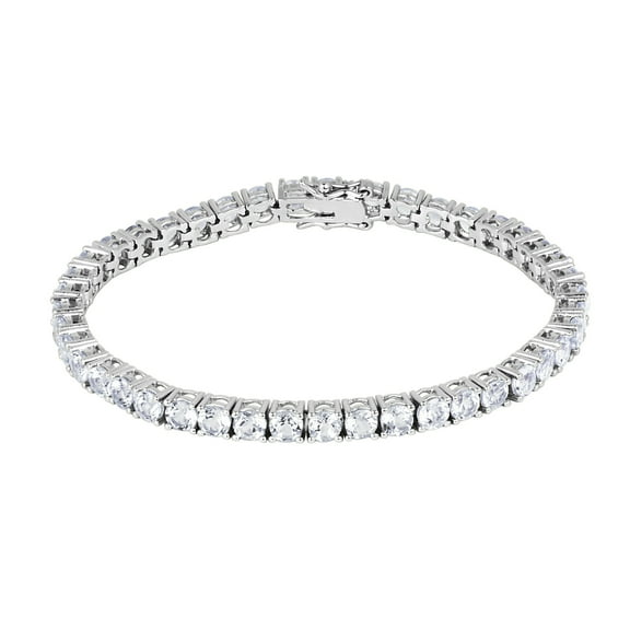 Forever Facets 4mm Cubic Zirconia Tennis Bracelet in Platinum over Sterling Silver, Adult Female