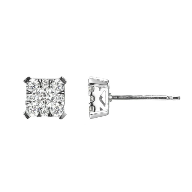 Forever Facets 5/8 CT TW Lab Grown Diamond Earrings in Platinum over Sterling Silver, Adult