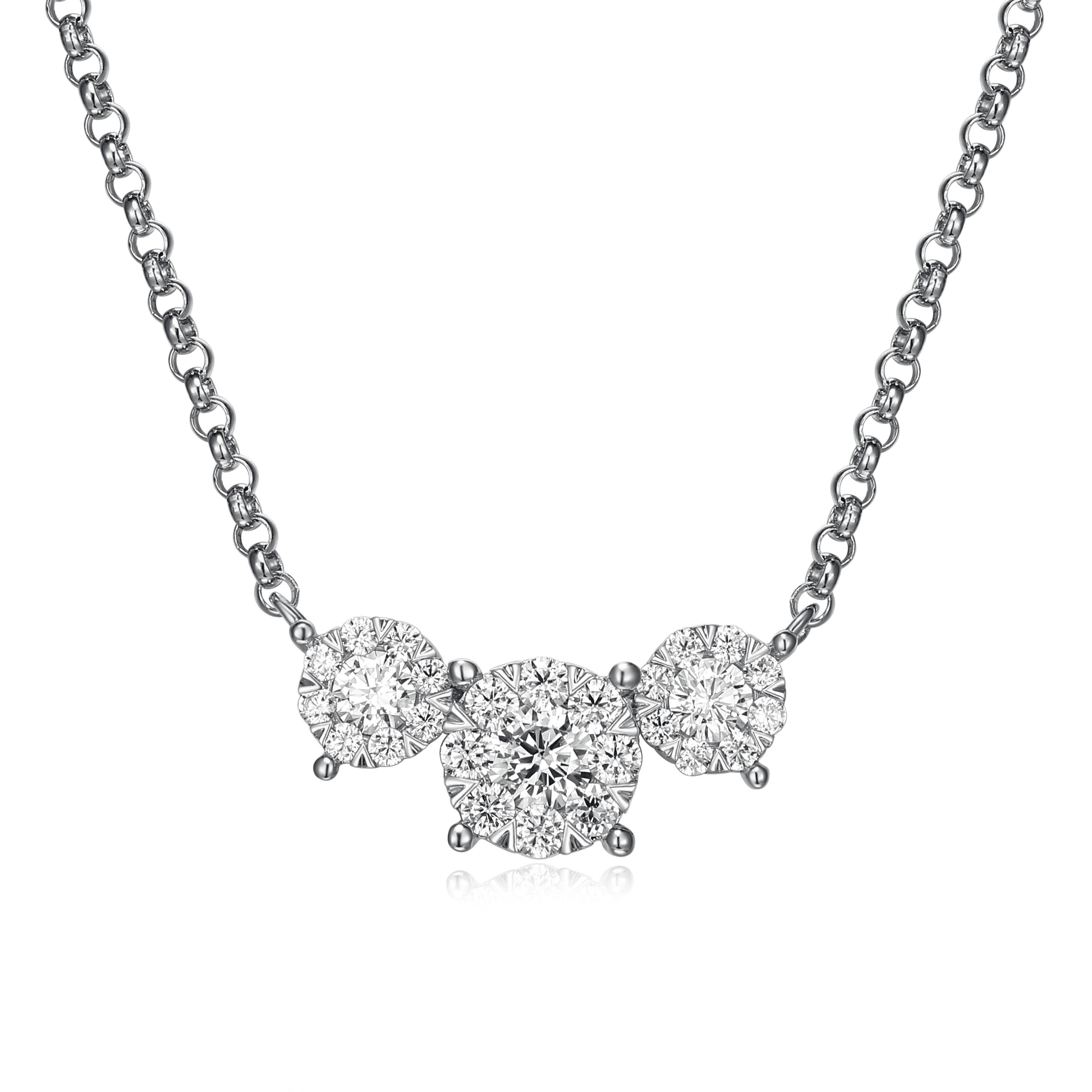 Forever Facets 5/8 CT TW Lab Grown Diamond Necklace in Platinum over Sterling Silver, Adult Female