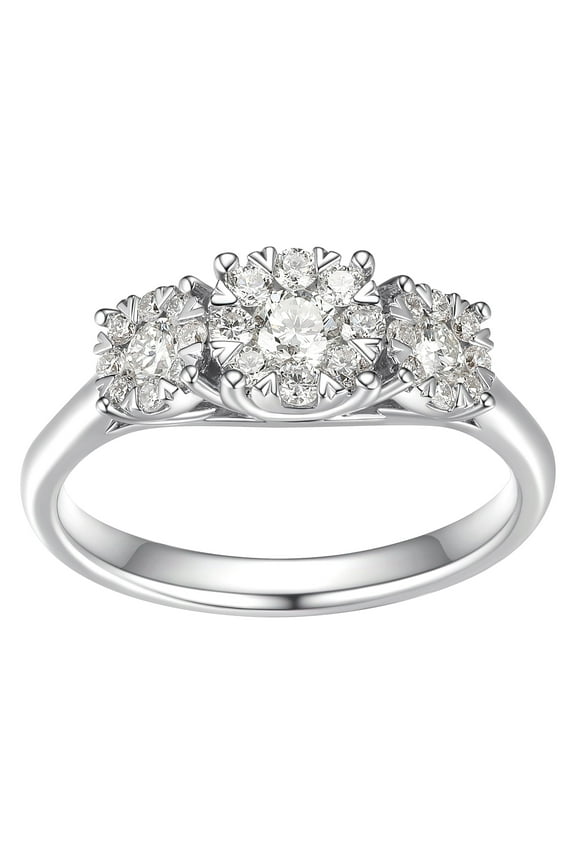 5/8 CT TW Lab Grown Diamond Ring in Platinum over Sterling Silver, Adult Female