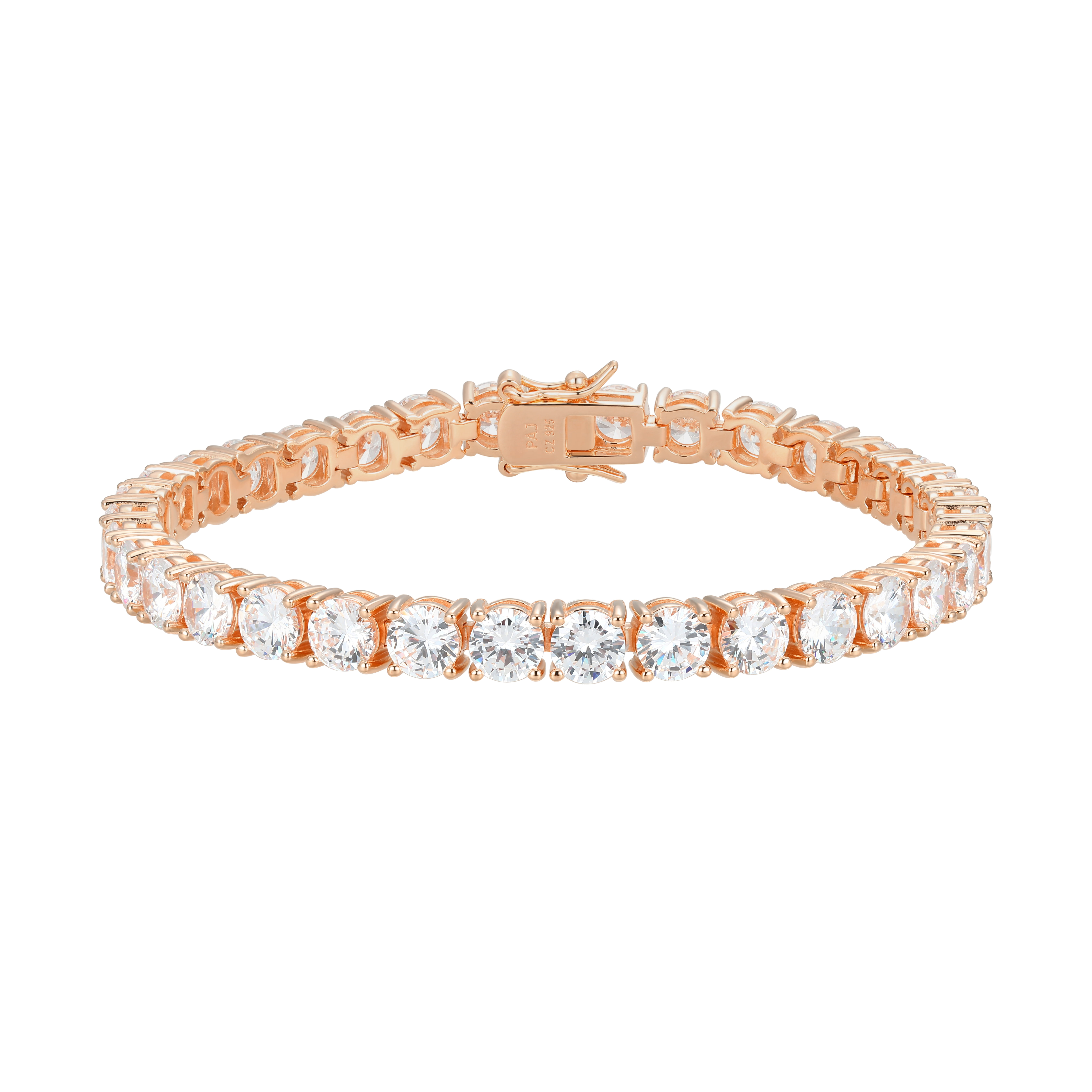 Forever Facets 5mm Cubic Zirconia Tennis Bracelet in 14k Rose Gold over Sterling Silver, Adult Female