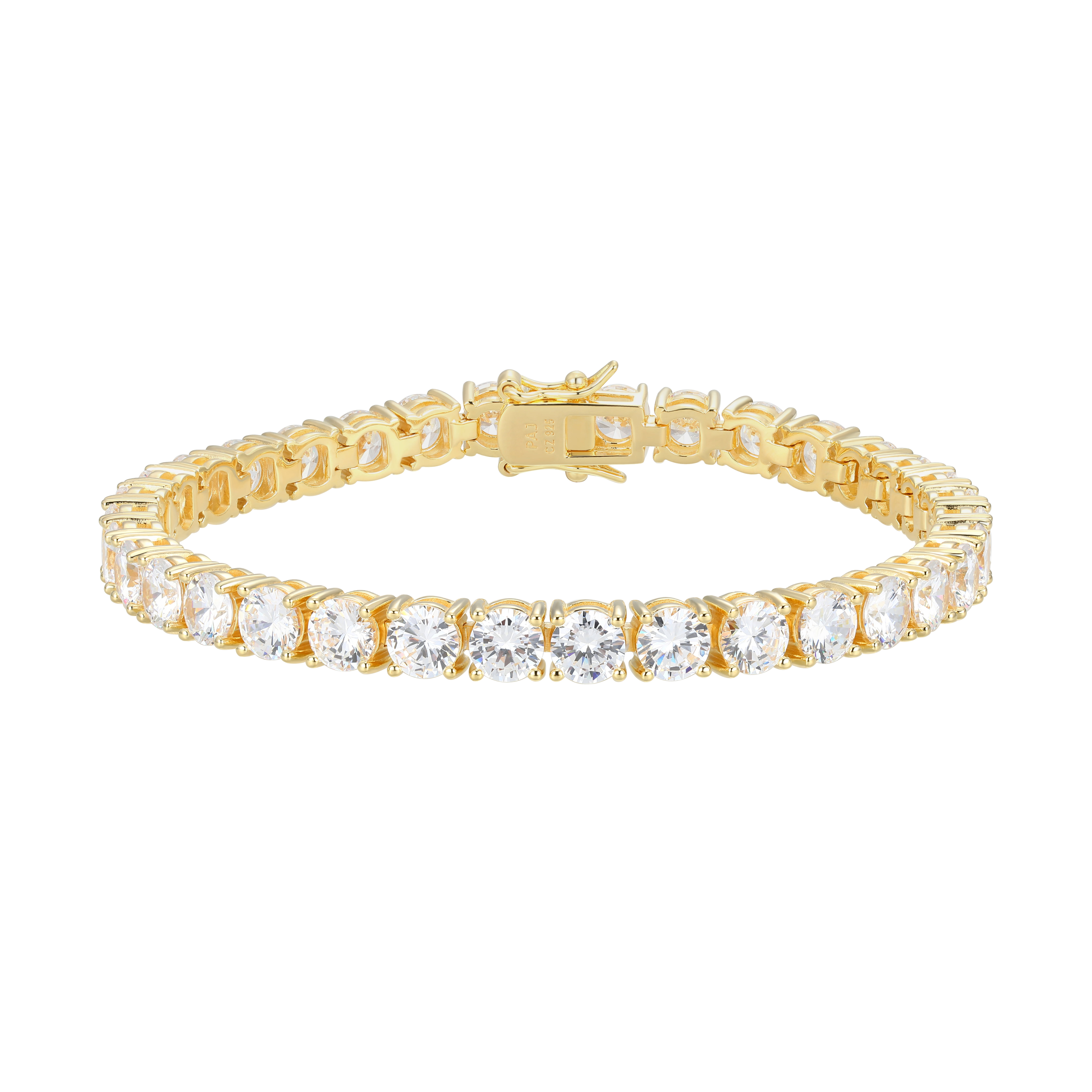 Forever Facets 5mm Cubic Zirconia Tennis Bracelet in 18k Yellow Gold over Sterling Silver, Adult Female