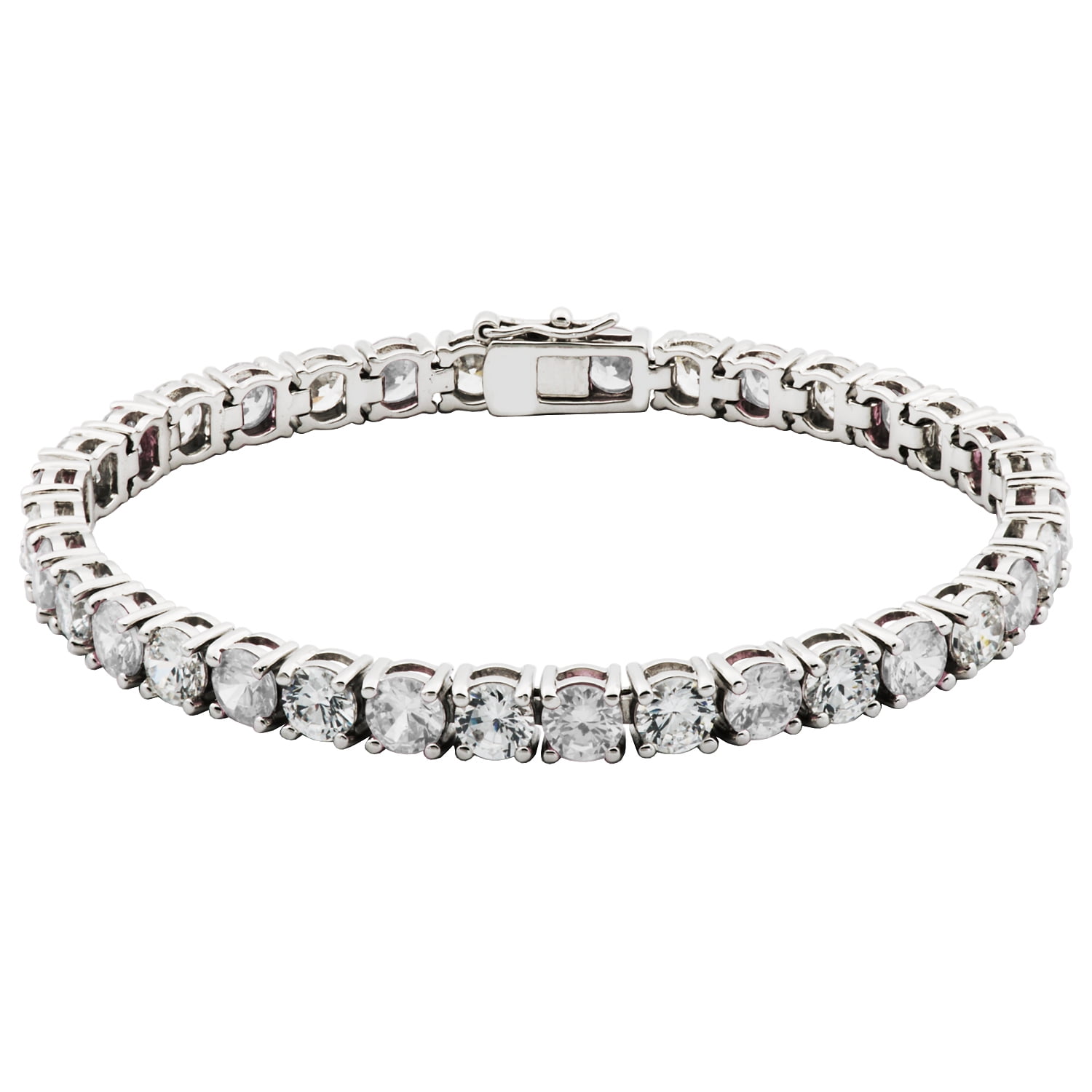 Forever Facets 5mm Cubic Zirconia Tennis Bracelet in Platinum over Sterling Silver, Adult Female