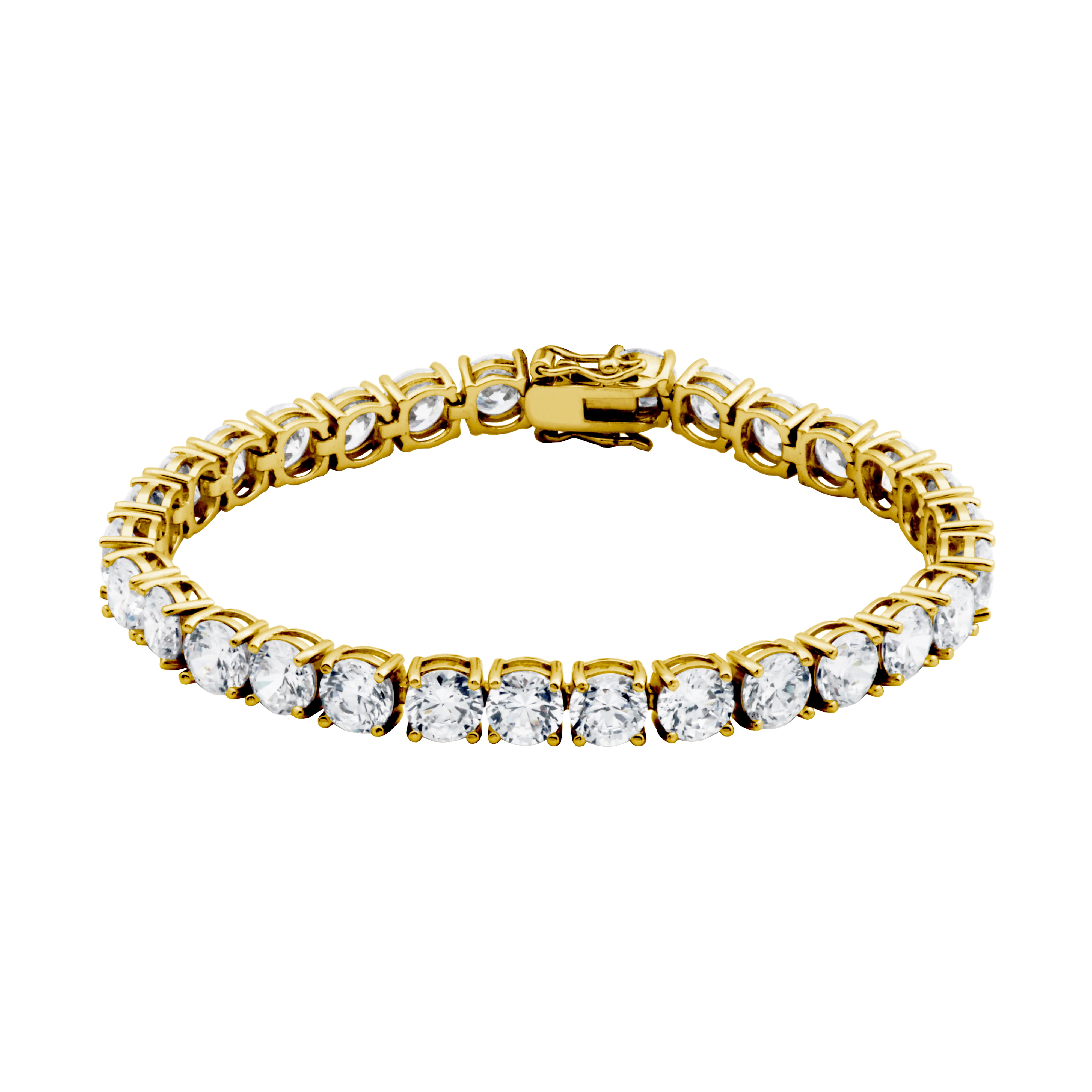 Forever Facets 6mm Cubic Zirconia Tennis Bracelet in 18k Yellow Gold over Sterling Silver, Adult Female