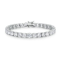 Forever Facets 6mm Cubic Zirconia Tennis Bracelet in Platinum over Sterling Silver, Adult Female