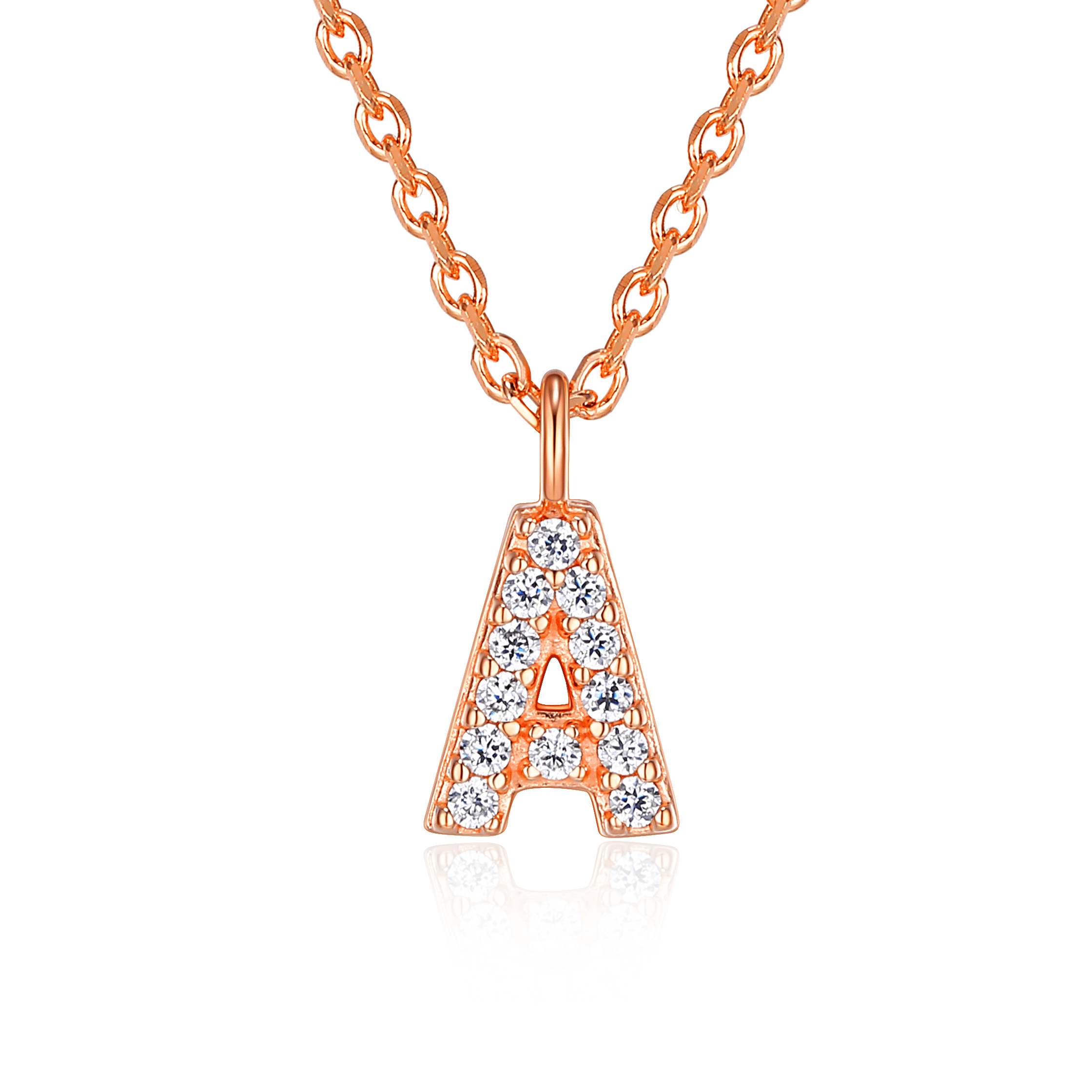 Forever Facets "A" CZ Necklace in Rose Gold over Sterling Silver, Adult Female