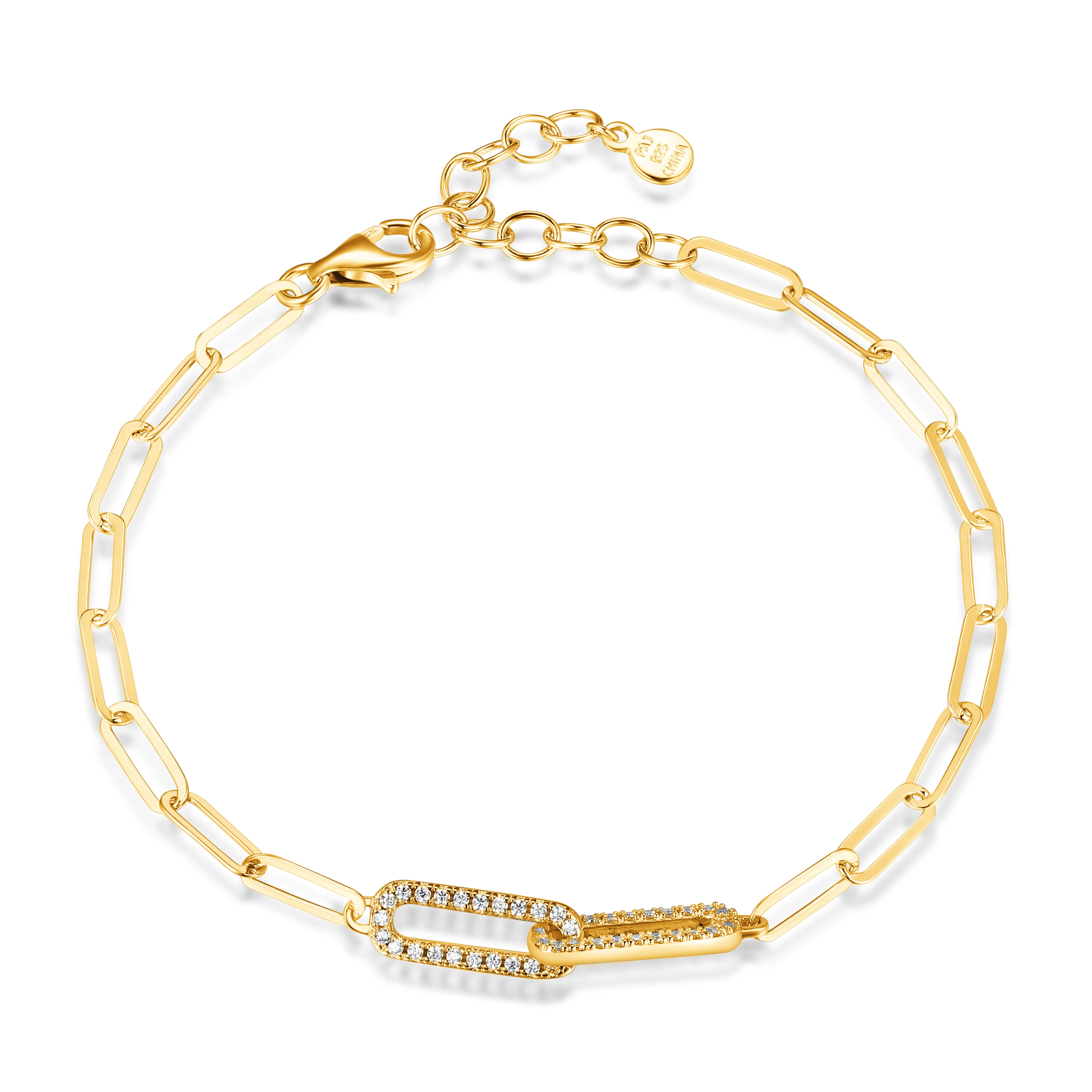 Chunky Paperclip Chain Bracelet in Gold and Silver - Mixed Metals Charm  Bracelet with Sparkle Faceting