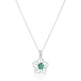 thumbnail image 1 of Forever Facets Created Emerald May Birthstone Floral Pendant in Sterling Silver, Adult Female, 1 of 5