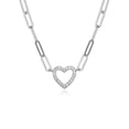 thumbnail image 1 of Forever Facets Cubic Zirconia Heart Paperclip 18” Necklace in Sterling Silver, Adult Female, 1 of 10
