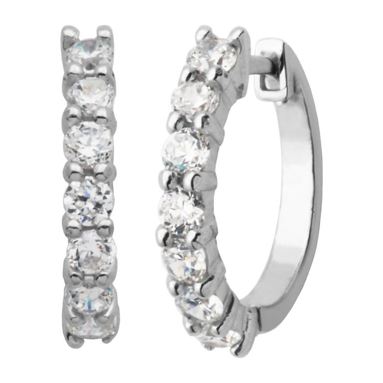 Hoop Earrings Cubic Zirconia Rhodium on Sterling Silver 40mm Hoop Earrings Cubic Zirconia Rhodium on Sterling Silver 40mm