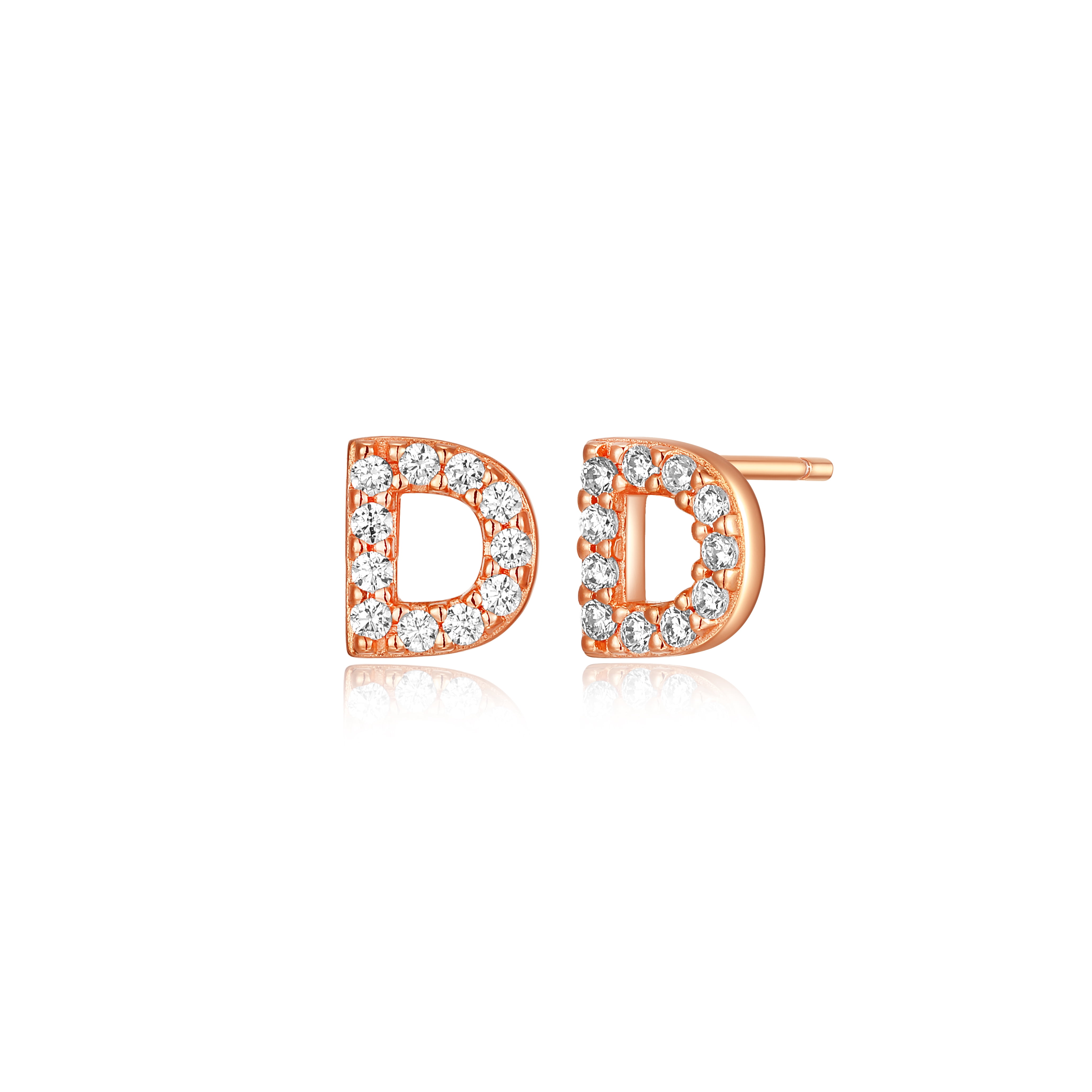 Forever Facets "D" CZ Earrings in Rose Gold over Sterling Silver, Adult Female