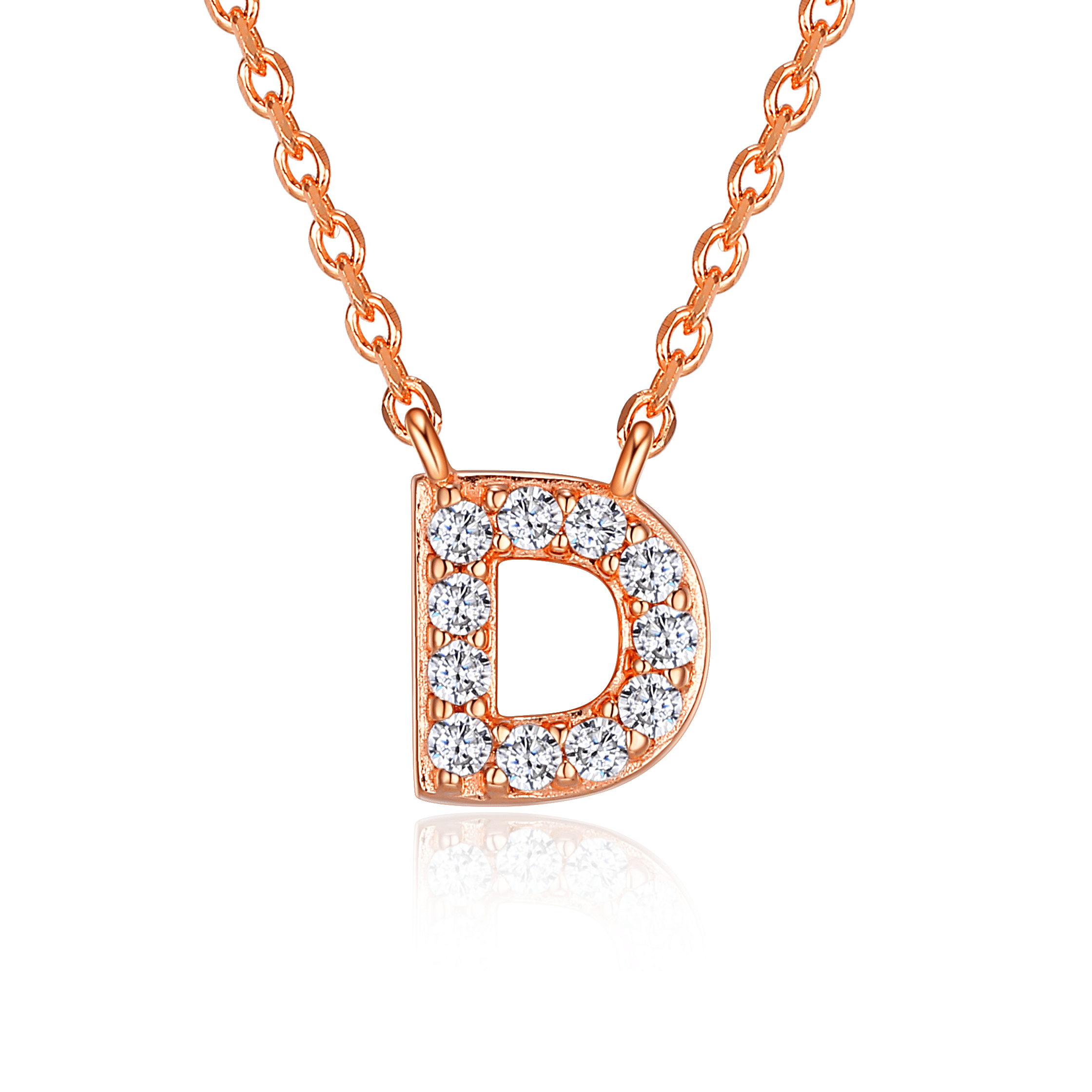 Forever Facets "D" CZ Necklace in Rose Gold over Sterling Silver, Adult Female