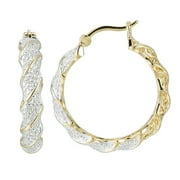 Forever Facets Diamond Accent 18k Yellow Gold Plated Swirl Hoop Earring, Adult Female