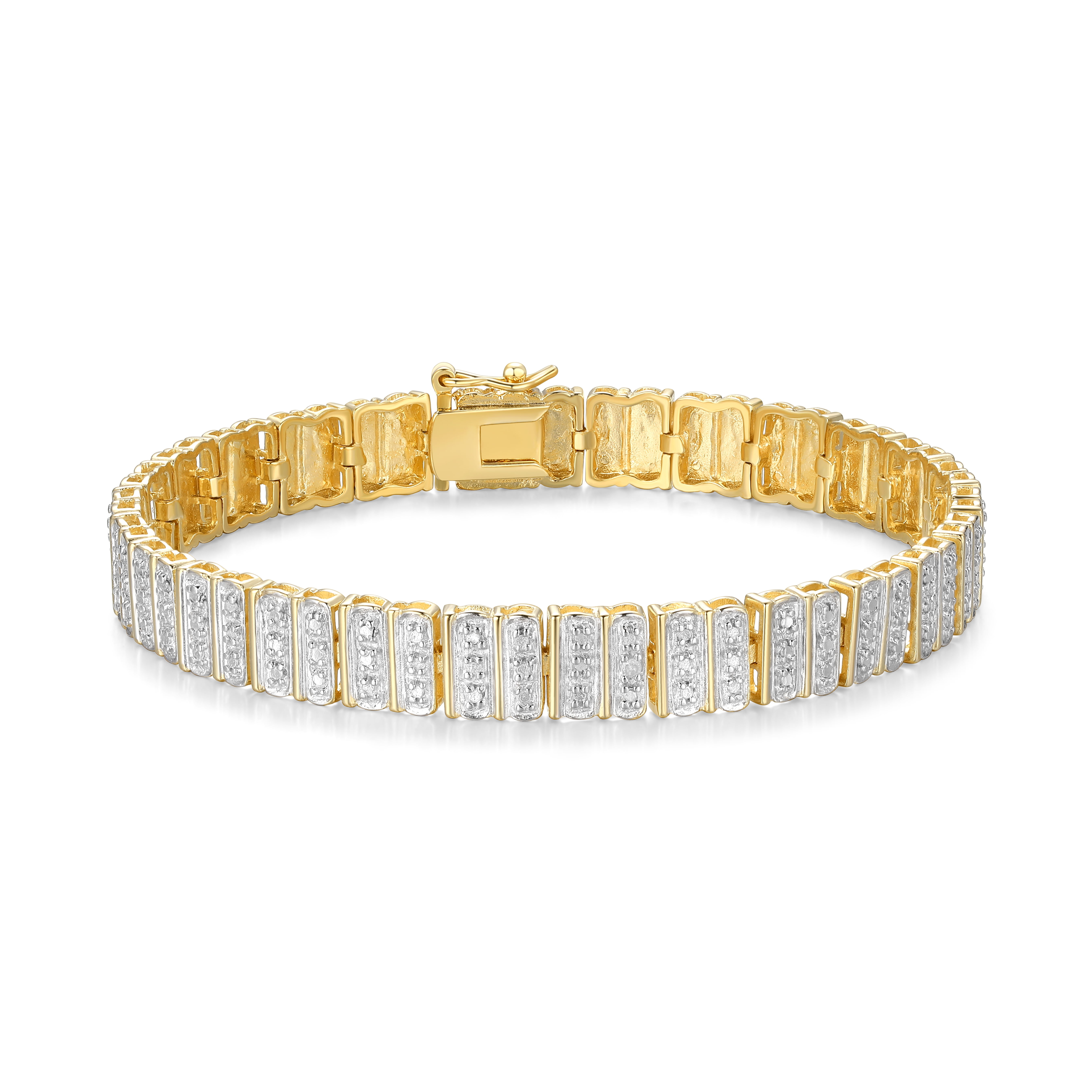 Forever Facets Diamond Accent 4-Row Bracelet in 18k Yellow Gold over Bronze, Adult Female