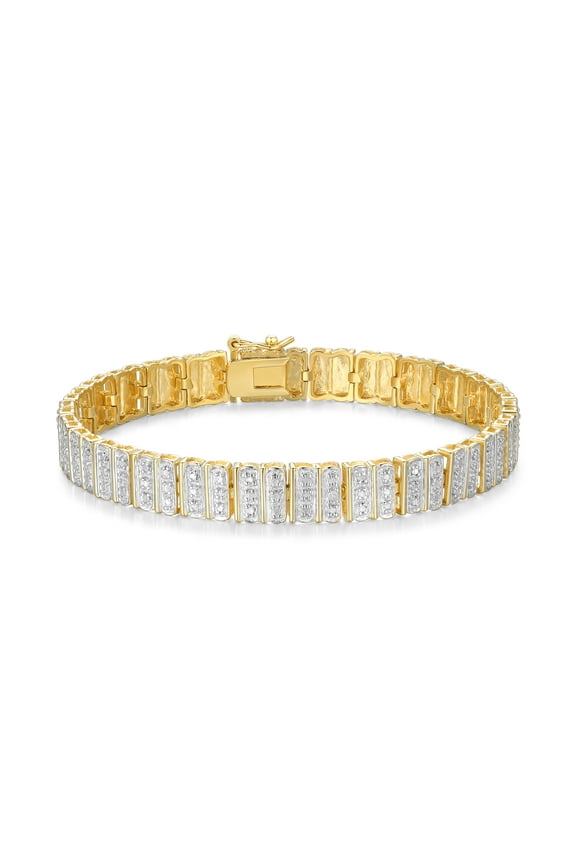 Diamond Accent 4-Row Bracelet in 18k Yellow Gold over Bronze, Adult Female