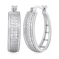 thumbnail image 1 of Forever Facets Diamond Accent Bold Hoop Earrings in Rhodium over Bronze, Adult Female, 1 of 6