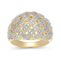 Forever Facets Diamond Accent Bombe Crosshatch Ring in Two-Tone Rhodium Over Bronze, Adult Female