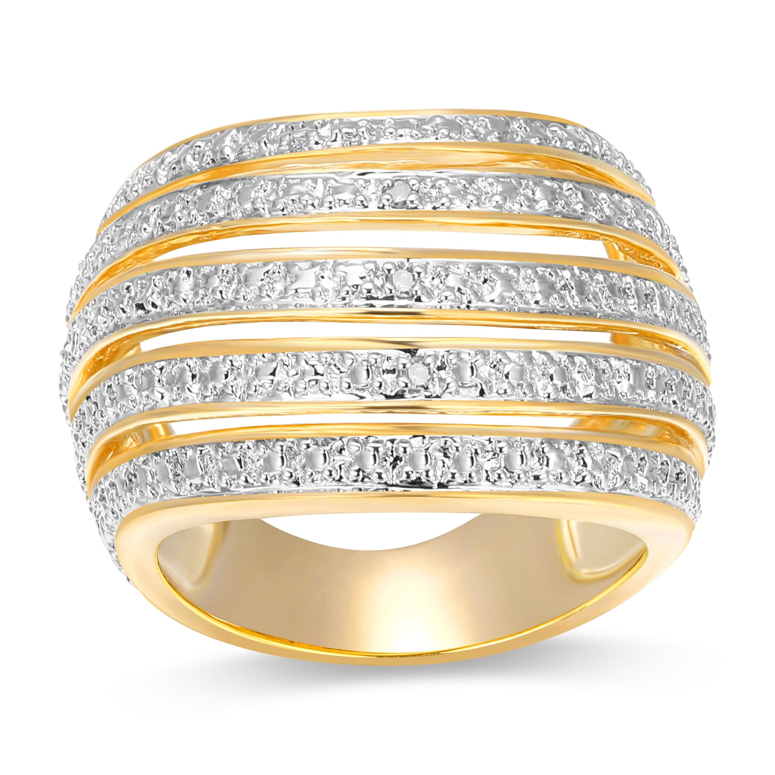 Forever Facets Diamond Accent Bombe Swirl Ring in Two-Tone Rhodium Over Bronze, Adult Female
