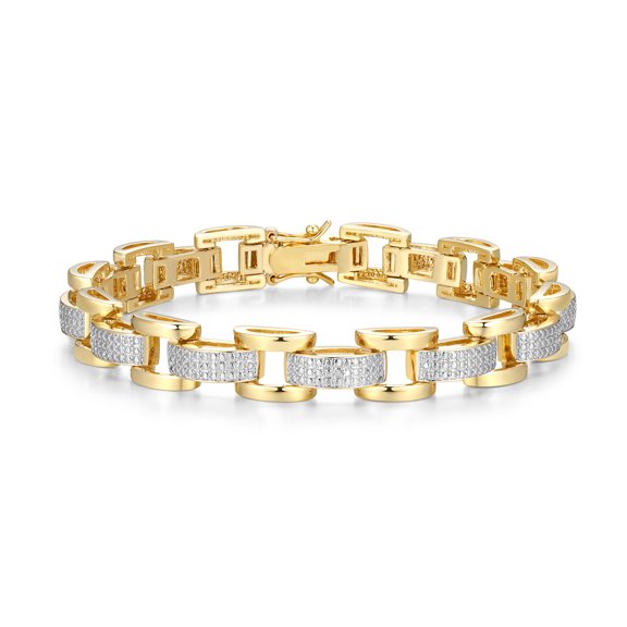 Forever Facets Diamond Accent Chunky Link Bracelet in Two-Tone Rhodium over Bronze, Adult Female