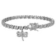 thumbnail image 1 of Rhodium Plated Diamond Accent Dragonfly Charm Tennis Bracelet, 7.25", 1 of 10