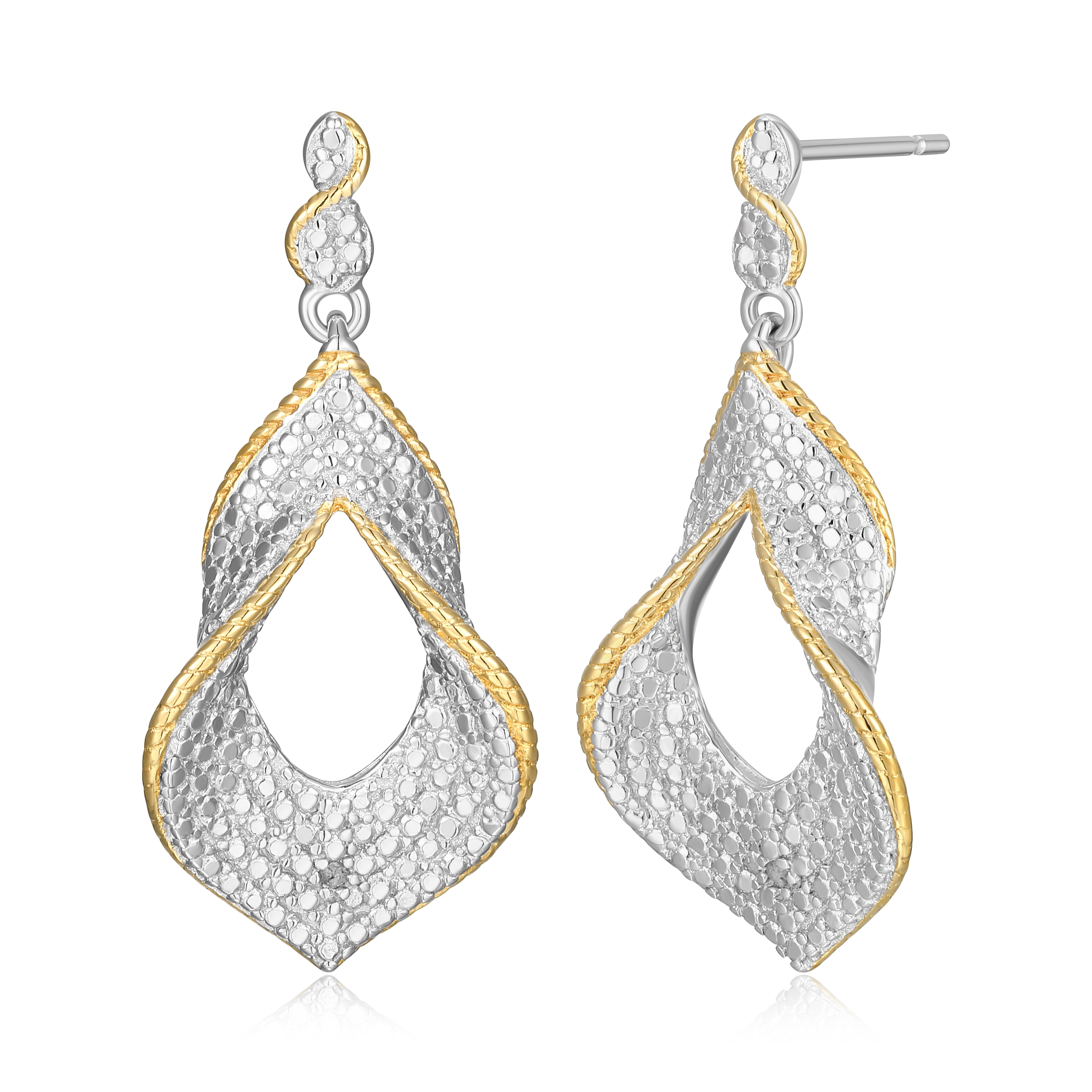 Forever Facets Diamond Accent Dramatic Drop Earrings in Two-Tone ...