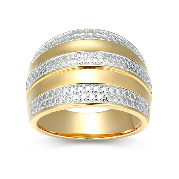 Forever Facets Diamond Accent Linear Band Ring in Two-Tone Rhodium Over Bronze, Adult Female