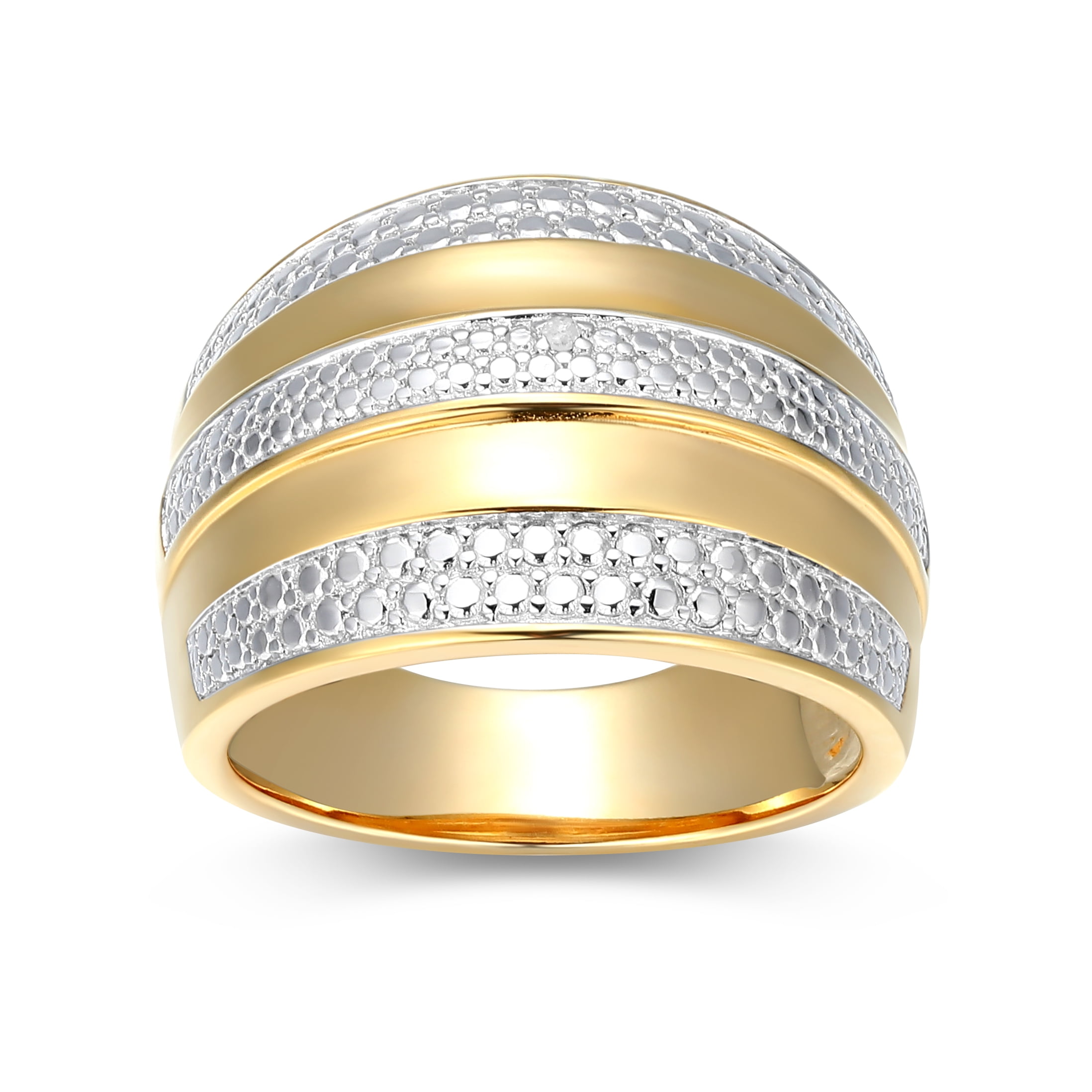 Forever Facets Diamond Accent Linear Band Ring in Two-Tone Rhodium over Bronze, Adult Female