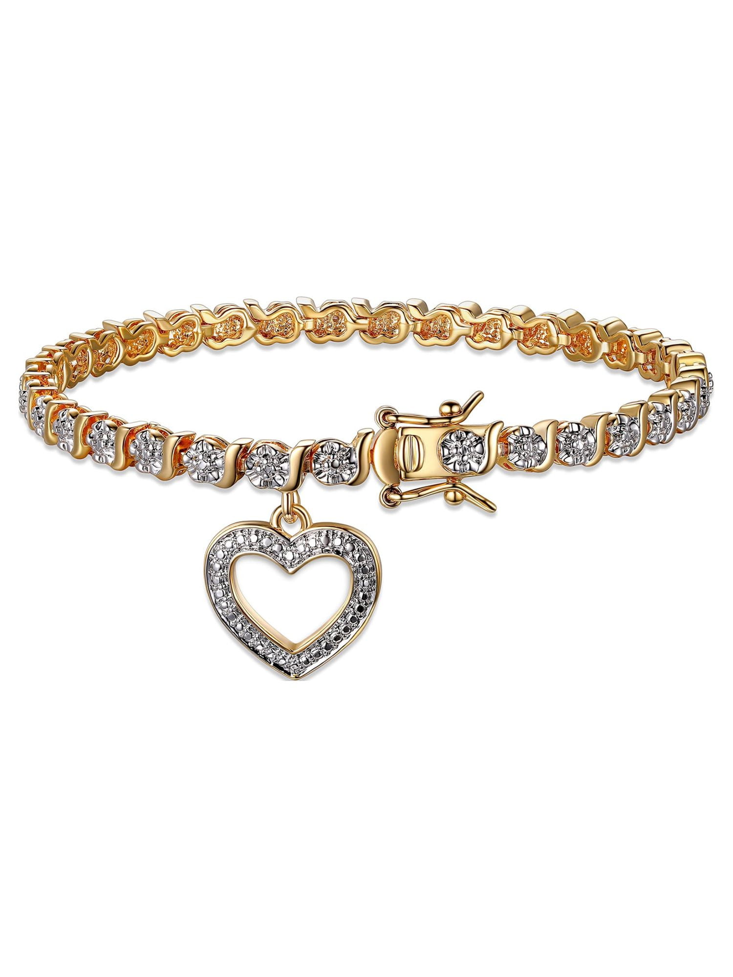 Forever Facets Diamond Accent Open Heart Charm 18K Yellow