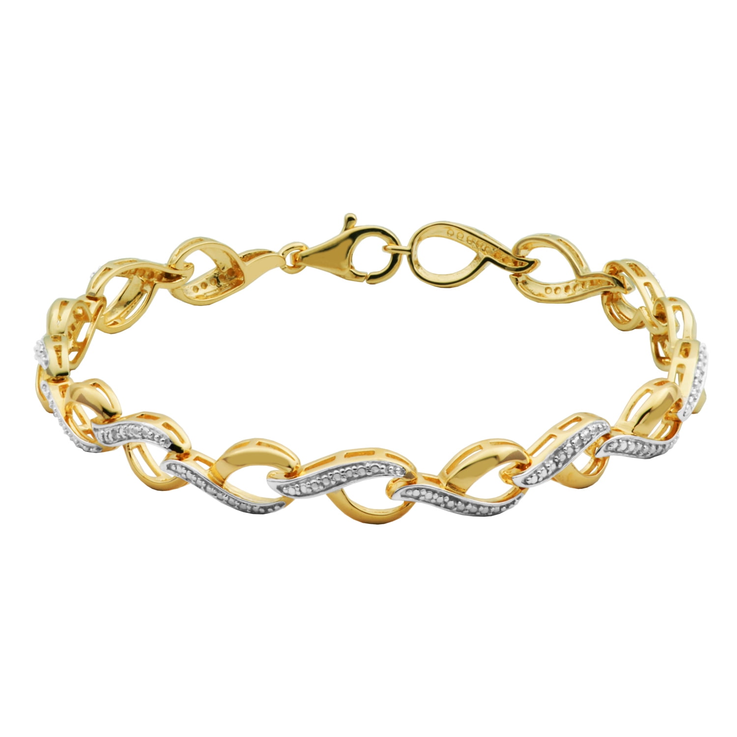 Forever Facets Diamond Accent Open Link Bracelet in 18k