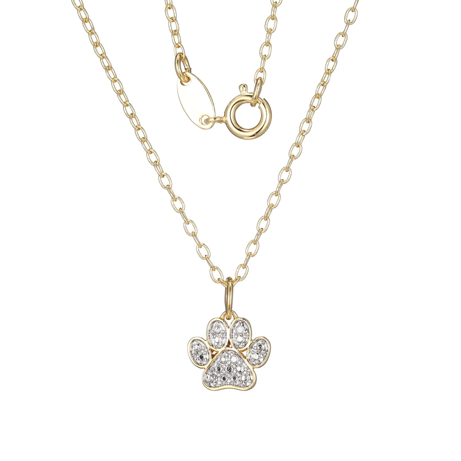 Forever Facets Diamond Accent Paw Pendant Necklace