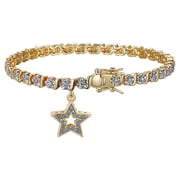 Morgan & Paige 18K Yellow Gold Plated Diamond Accent Star Charm Tennis Bracelet, 7.25"
