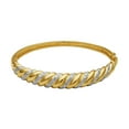 thumbnail image 1 of Forever Facets Diamond Accent Swirl Cuff Bangle in Two-Tone Rhodium over Bronze, Adult Female, 1 of 6