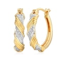 thumbnail image 1 of Forever Facets Diamond Accent Swirl Hoop Earrings in 18k Yellow Gold over Bronze, Adult Female, 1 of 6