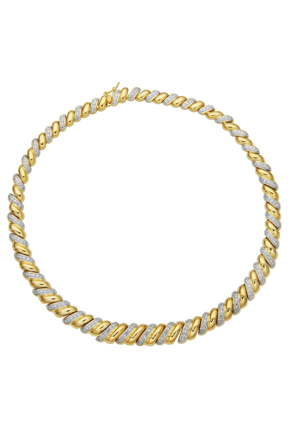Diamond Accent Swirl Necklace in Two-Tone Rhodium over Bronze, Adult Female