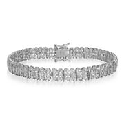 FOREVER FACETS Diamond Accent Triple Row 7.25” Tennis Bracelet in Sterling Silver, Adult Female