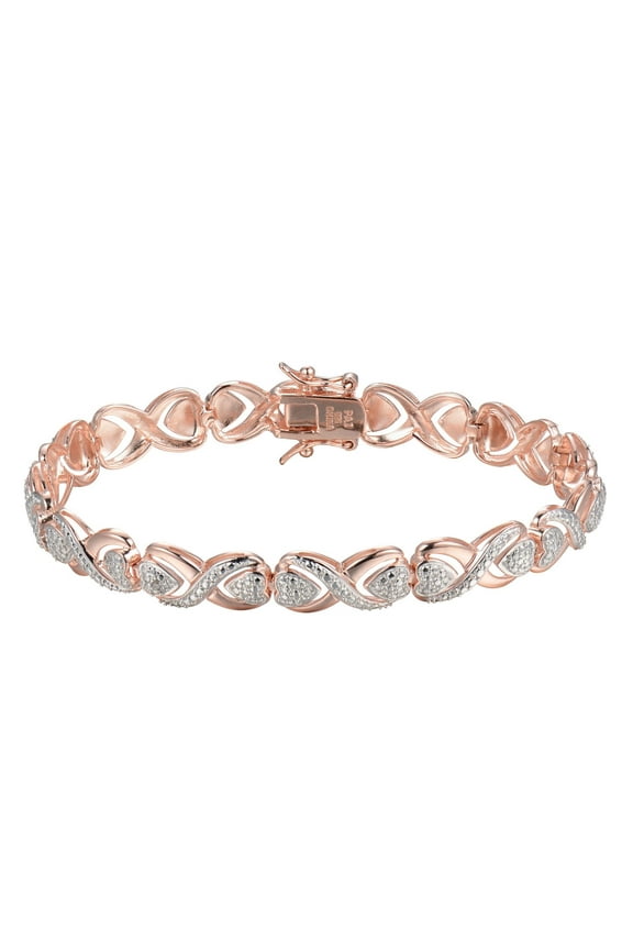 Diamond Accent Twist Link Bracelet in 14k Rose Gold over Sterling Silver, Adult Female