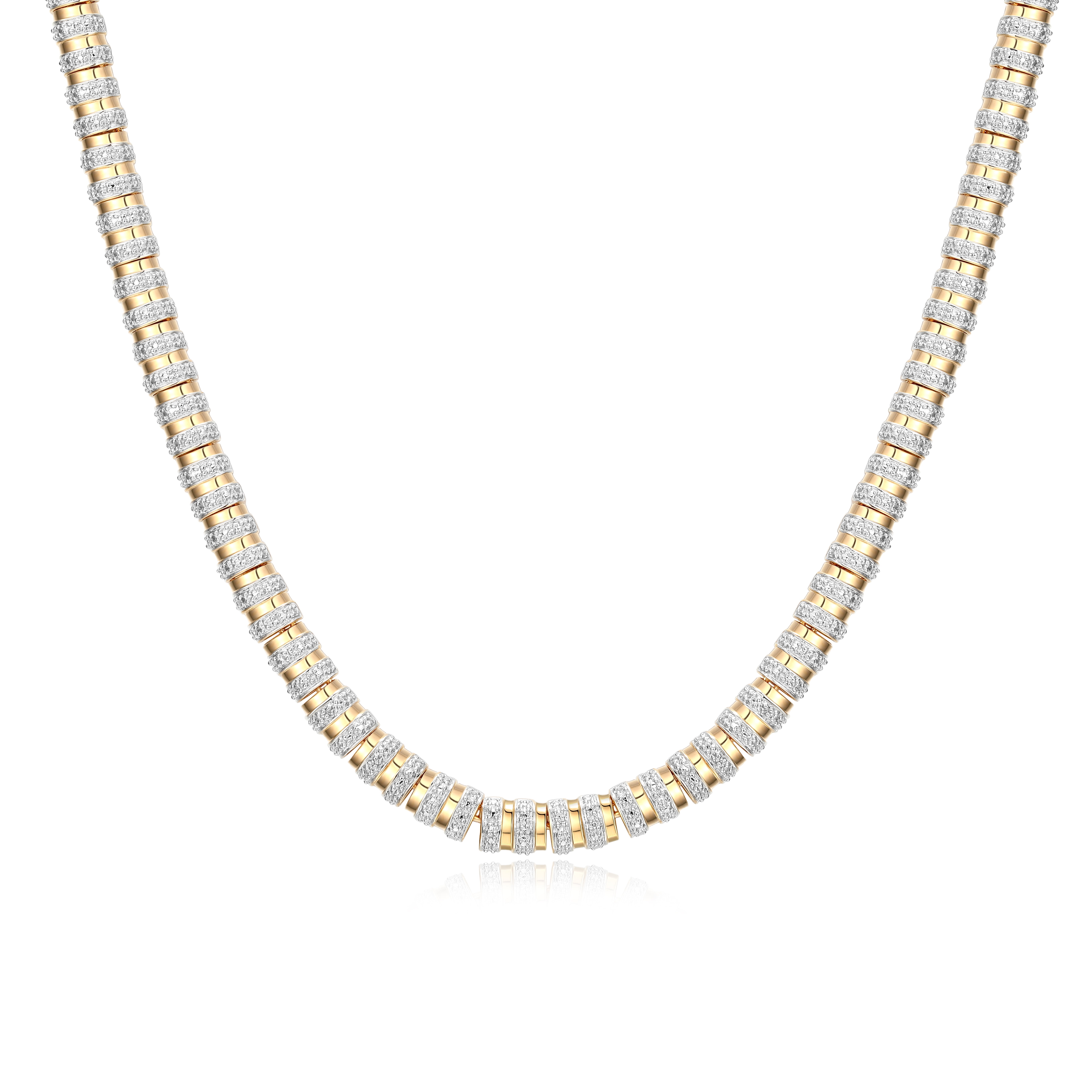 Forever Facets Diamond Accent Twist Necklace in 18k Yellow Gold over Bronze, Adult Female