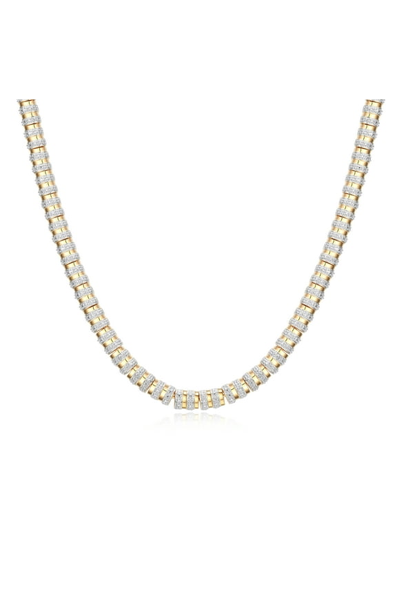 Diamond Accent Twist Necklace in 18k Yellow Gold over Bronze, Adult Female