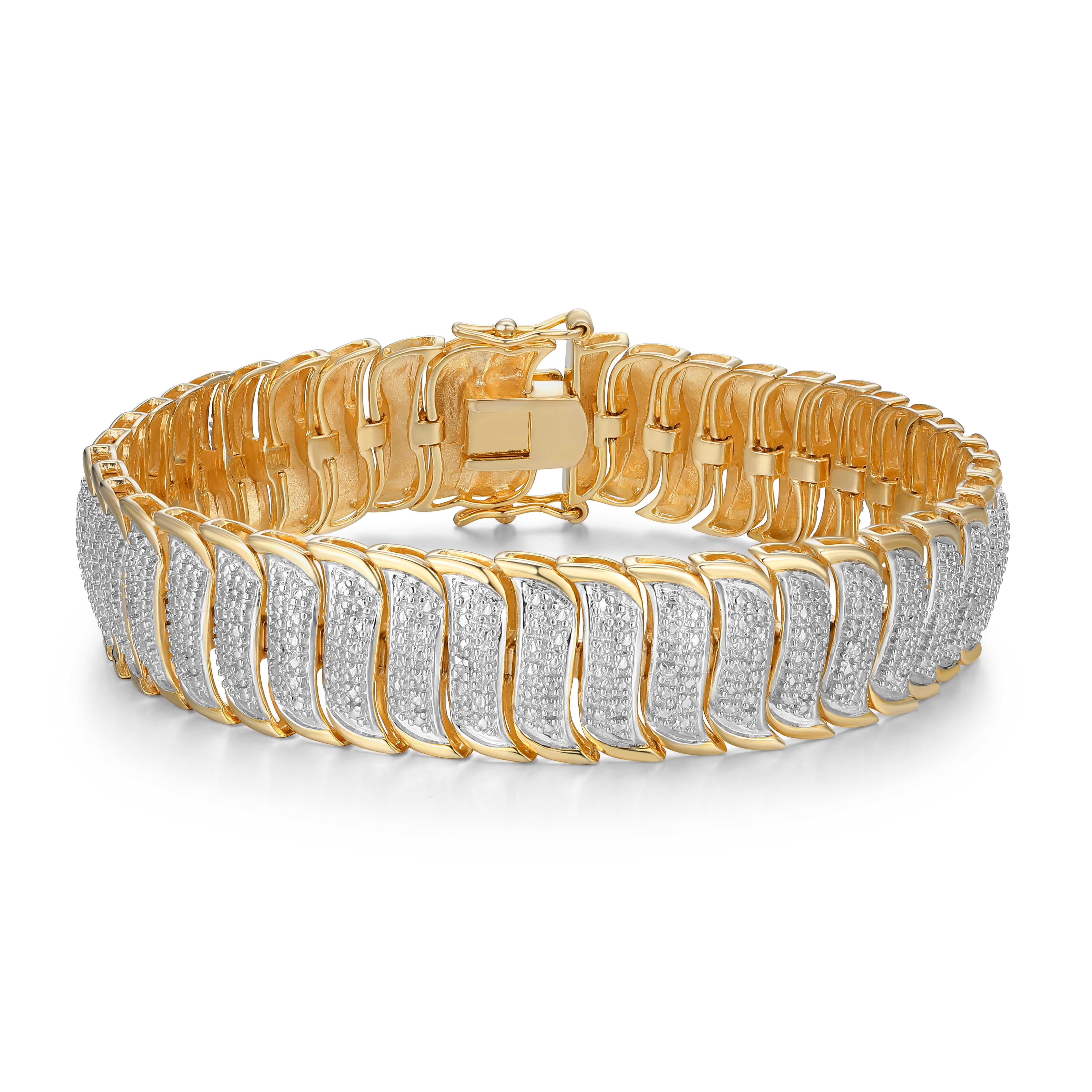 Morgan & Paige Diamond Accent Wide Swirl Tennis Bracelet in Two-Tone Rhodium over Bronze, Adult Female