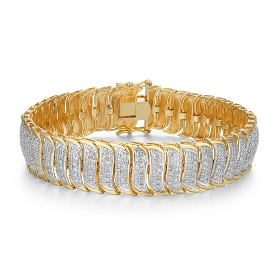 Morgan & Paige Diamond Accent Wide Swirl Tennis Bracelet in Two-Tone Rhodium over Bronze, Adult Female